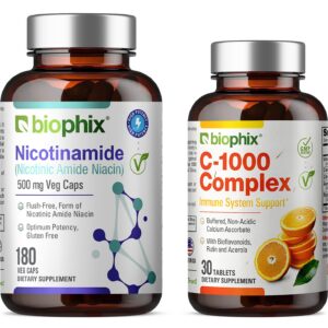 Biophix B-3 Nicotinamida 500mg 180 Vcaps con Vitamina C gratis