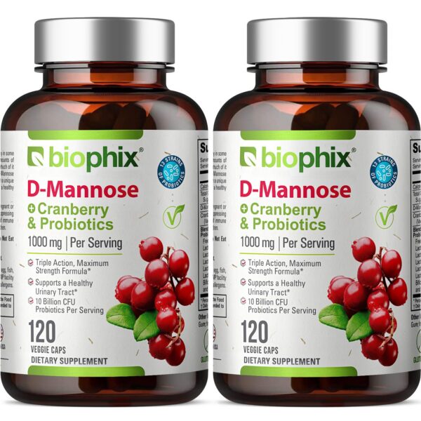 biophix cápsulas D-Mannosa 1000mg arándano probióticos paquete