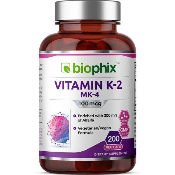 Biophix K2 MK-4 frasco y etiqueta