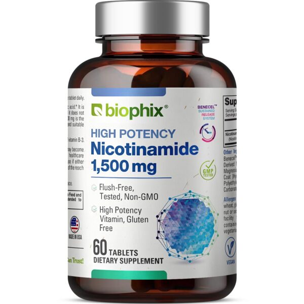 biophix nicotinamida b3 1500 mg máxima potencia 60 tabletas sin rubor