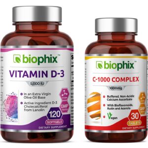 Vitamina D-3 5000 IU de biophix en cápsulas blandas