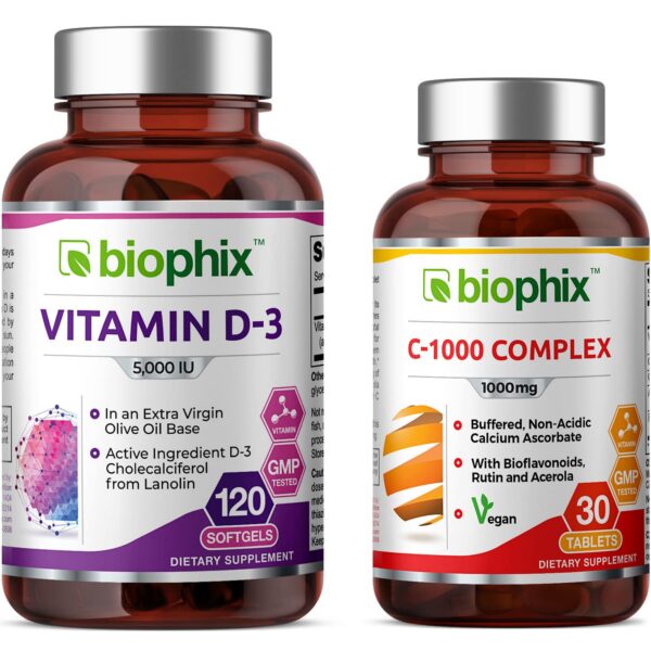 Vitamina D-3 5000 IU de biophix en cápsulas blandas