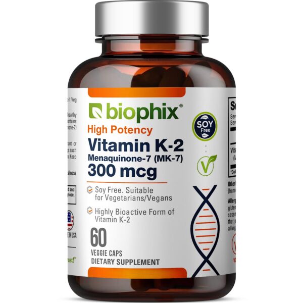 biophix Vitamina K2 MK7 300mcg suplemento 60 cápsulas veganas