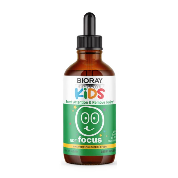 Version 1.0.0 Suplemento BIORAY Kids NDF Focus frasco 4 oz para función cognitiva