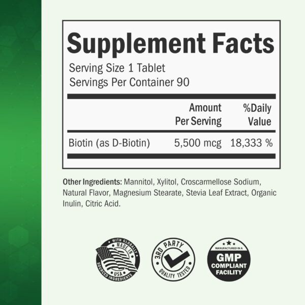 Etiqueta BioSchwartz Biotin 5500 mcg