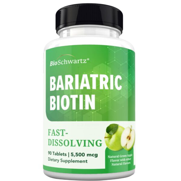 BioSchwartz Biotin 5500 mcg masticable manzana verde frasco
