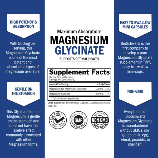 Cápsulas glicinato de magnesio 500 mg en blíster