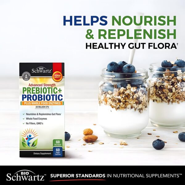 BioSchwartz prebióticos y probióticos lado del envase