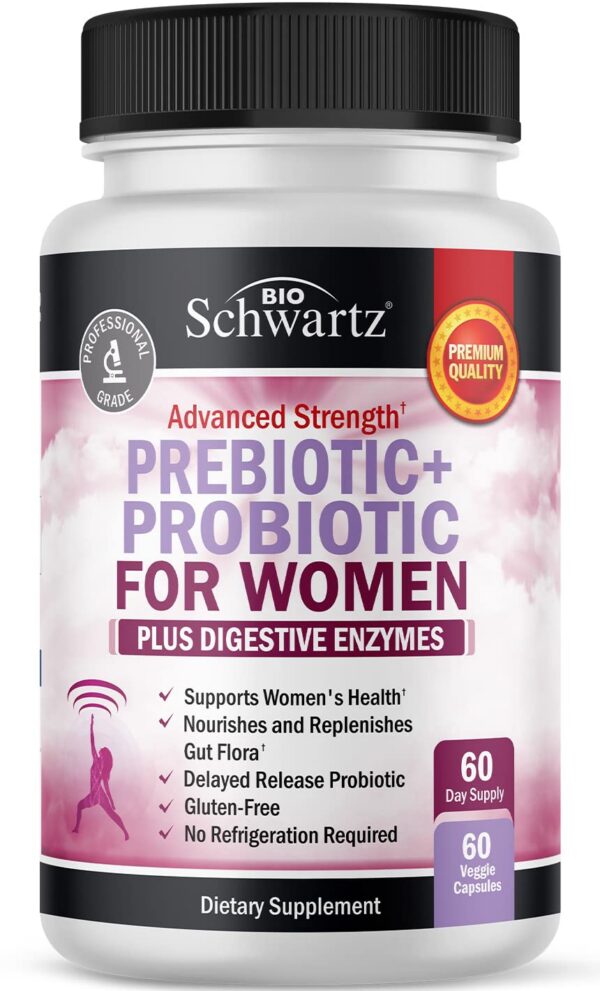 Version 1.0.0 BioSchwartz prebióticos y probióticos para mujeres envase 60 cápsulas