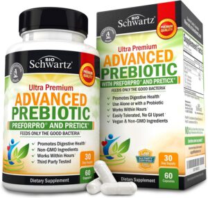 BioSchwartz prebióticos para salud intestinal 60 cápsulas
