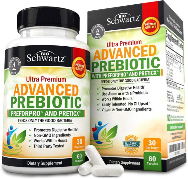 BioSchwartz prebióticos para salud intestinal 60 cápsulas