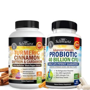 Botella de suplemento BioSchwartz cúrcuma y probióticos