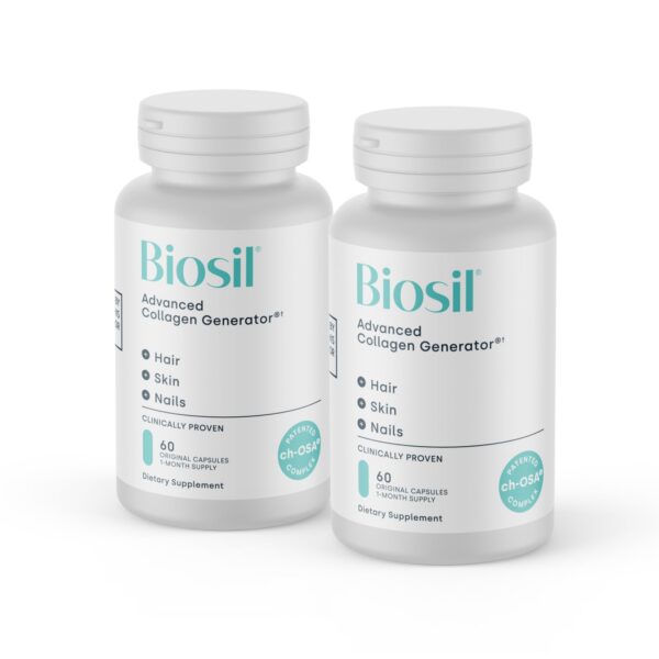 Frasco blanco Biosil Collagen Booster cápsulas