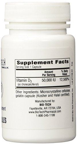 Cápsulas BioTech D3-50 suplemento vitamina d3 alta dosis