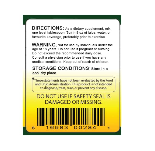 Detalle de etiqueta de creatina monohidratada