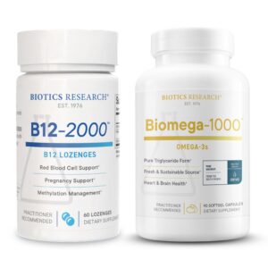 Frente del producto Biotics B12-2000 y Biomega-1000