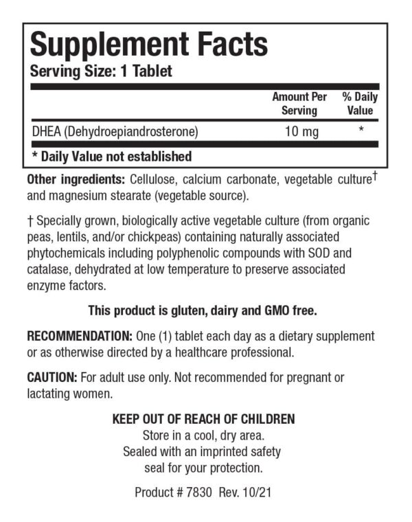 Rotulo del envase Biotics Research DHEA