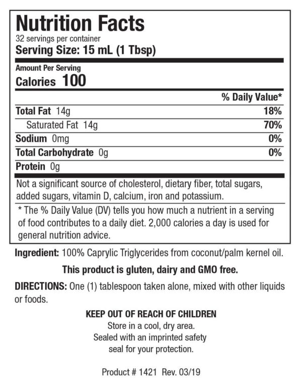 Ingrediente y etiqueta de Bio MCT