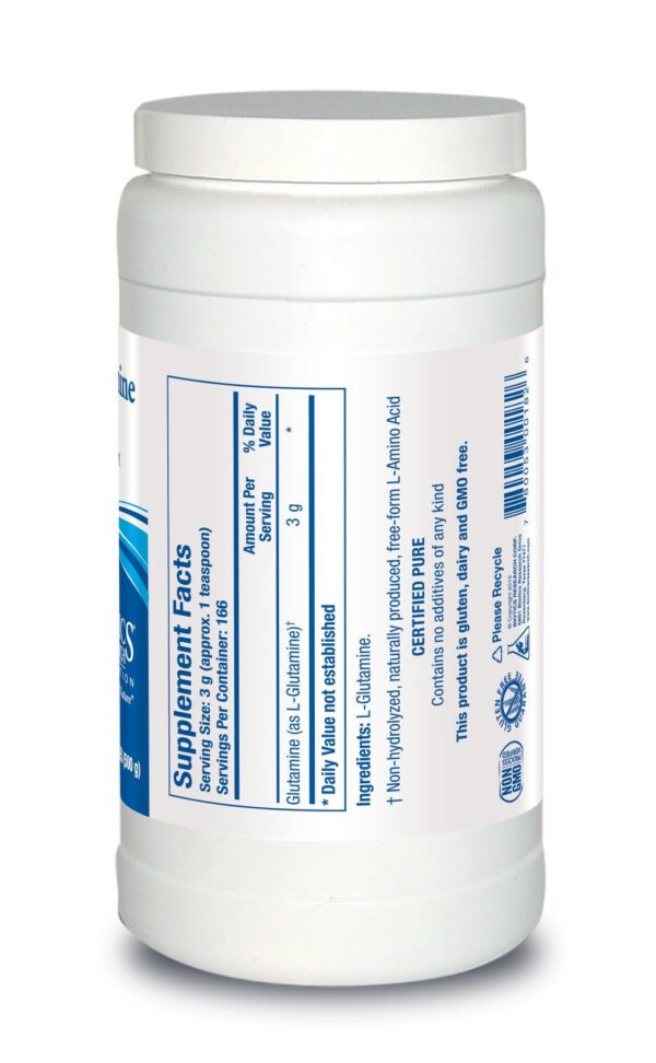 Detalle etiqueta Biotics L-Glutamine polvo