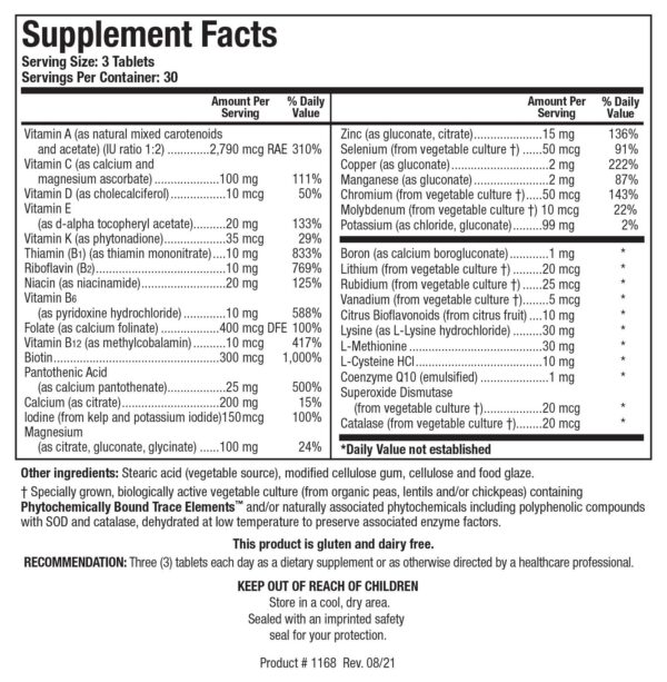 Complemento de minerales quelados Bio Multi Plus sin hierro