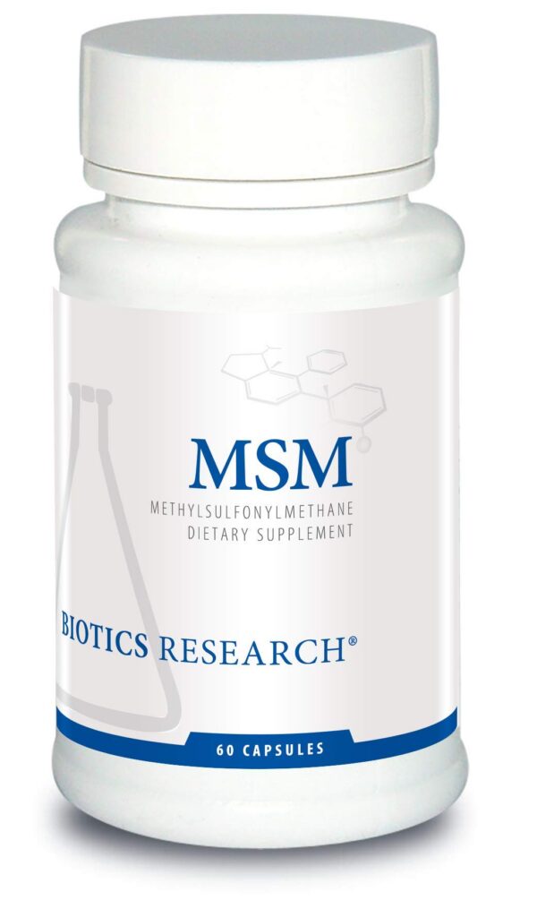 Suplemento MSM azufre Biotics Research frasco 60 cápsulas