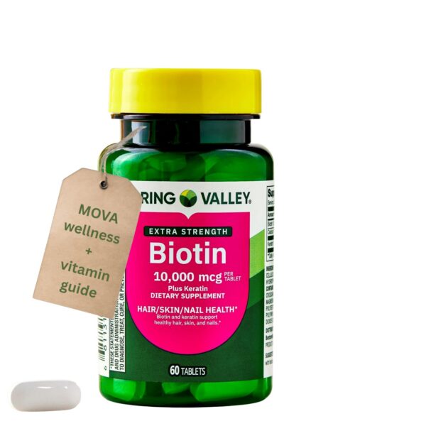 Frente del frasco Biotin y Keratina table tas