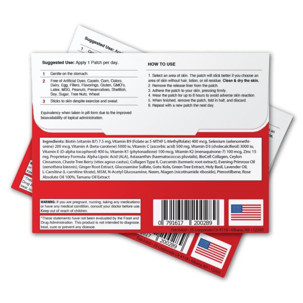 Version 1.0.0 Caja parche Biotin Plus PatchAid 30 días blanco vista lateral