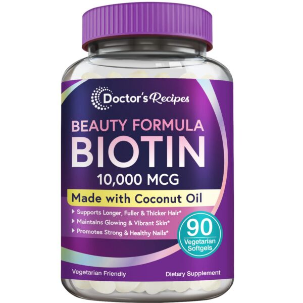Version 1.0.0 Biotina 10,000 mcg con aceite de coco Doctor's Recipes 90 softgels