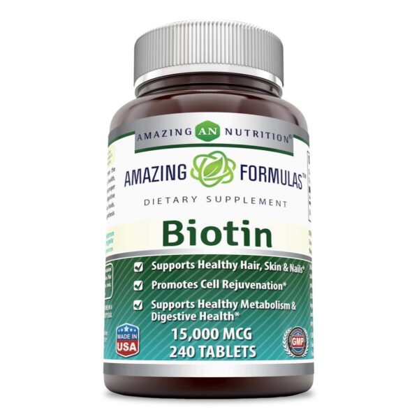 Frasco Biotina 15000 mcg Amazing Formulas 240 tabletas
