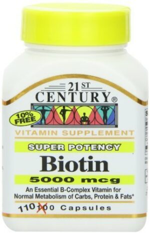 Biotina suplemento 5000 mcg 110 cápsulas para metabolismo