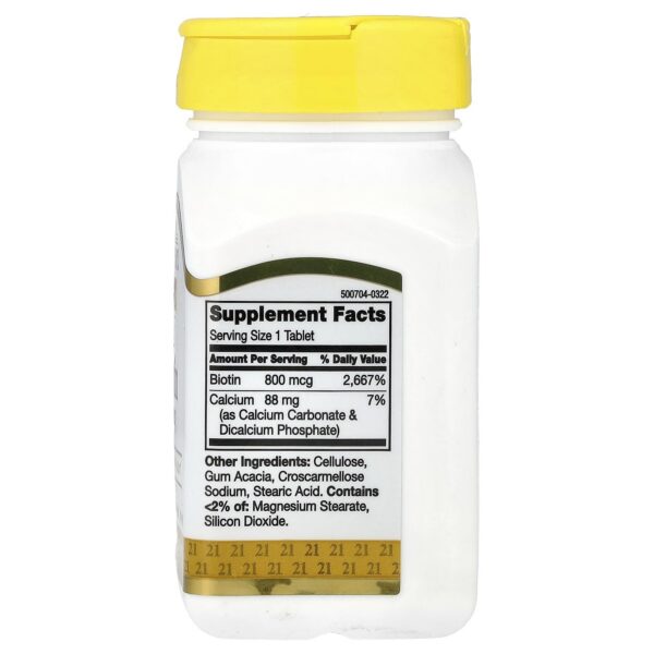 Biotina 800 mcg en envase de 21st Century