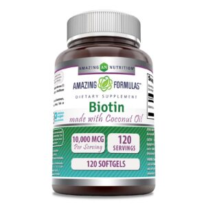 Biotina con aceite de coco 10000 Mcg cápsula frontal