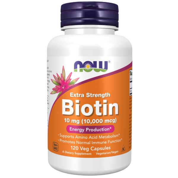 Biotina NOW Foods 10 mg cápsulas vegetarianas botella