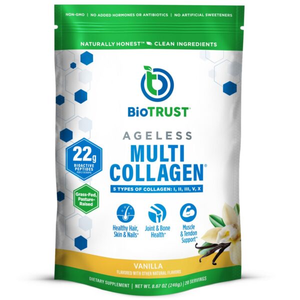 Frente del envase BioTrust Ageless Multi Collagen