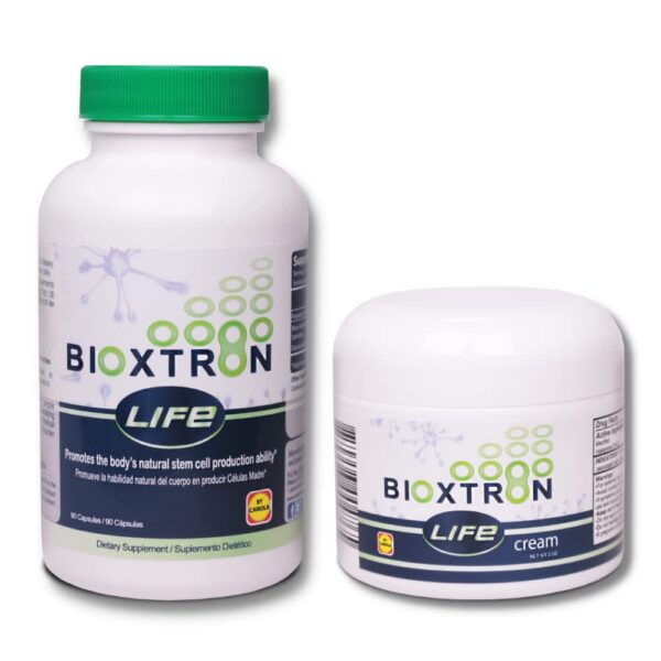 Frasco de Bioxtron Life AFA Stem Cell suplemento 90 cápsulas