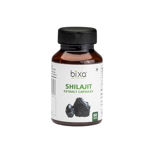 Frasco frontal de bixa BOTANICAL cápsulas de Shilajit veganas