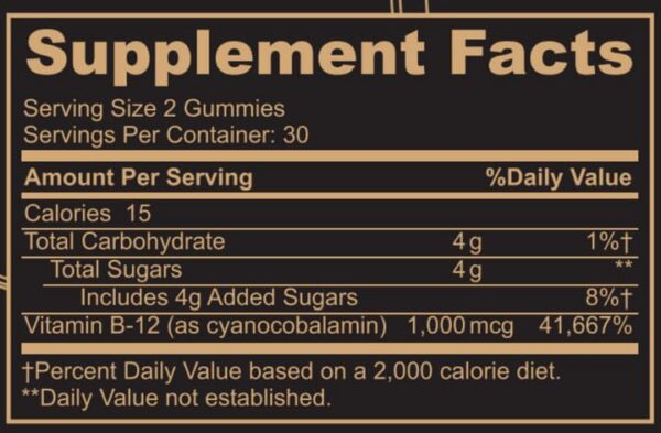 Version 1.0.0 Etiqueta del producto B12 gummies 1000 mcg