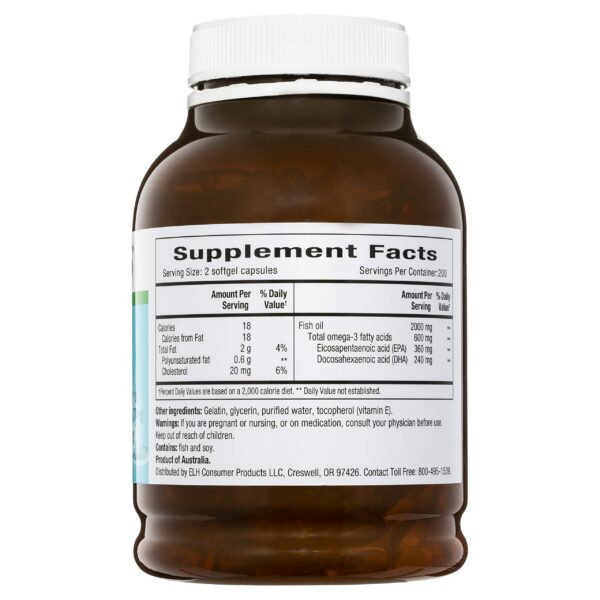 Frasco con etiqueta Omega-3 y EPA-DHA