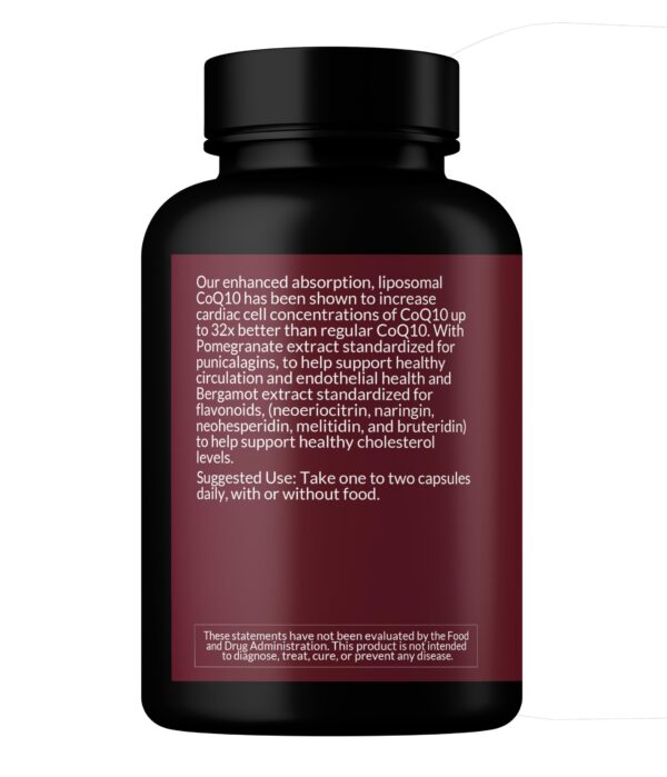 Version 1.0.0 Vista lateral del envase Liposomal CoQ10 Granada Bergamota