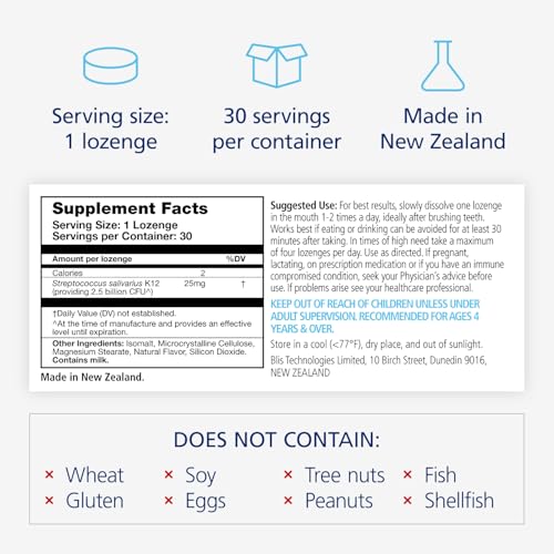 BLIS Probiotics pastillas con cepa Streptococcus K12