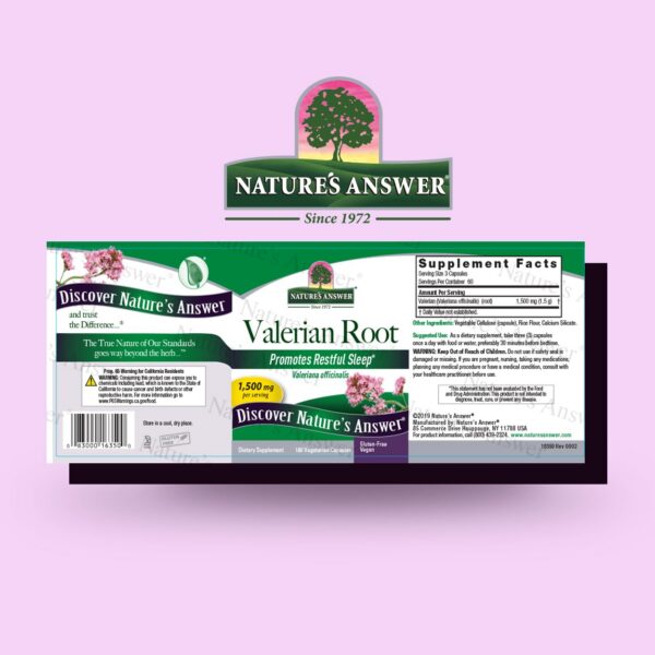 Blister de cápsulas valeriana para descanso natural y alivio estrés