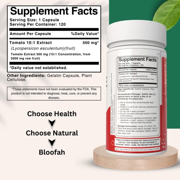 Interior de la caja Bloofah licopeno tomate 10:1