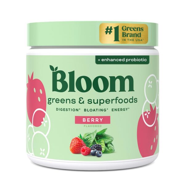 Bloom Nutrition polvo superalimentos verdes sabor baya