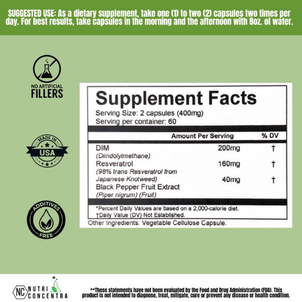 Envase de Bloqueador de Estrógenos DIM Resveratrol