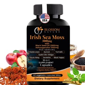 Frasco Blossom Nature 10-en-1 Irish Sea Moss cápsulas vegetales