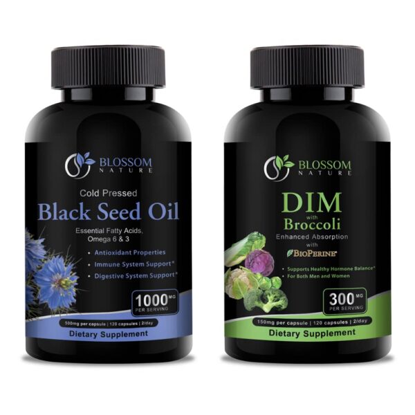 Frasco de Blossom Nature Black Seed Oil con etiqueta