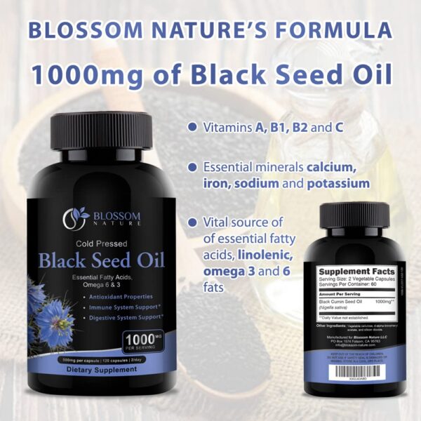 Detalle de etiqueta de aceite de semilla negra