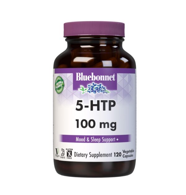 Version 1.0.0 Bluebonnet 5-HTP cápsulas frente etiqueta