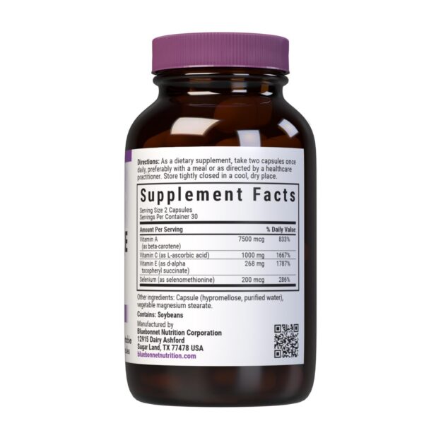 BlueBonnet Beta Carotene C y E cápsulas etiqueta