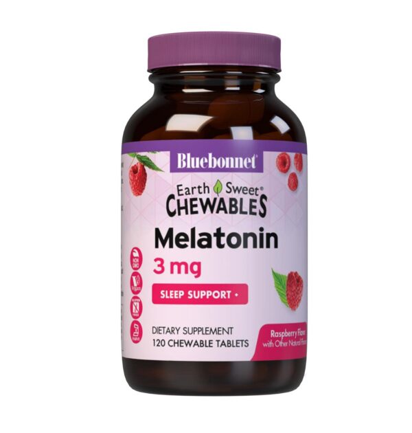 Bluebonnet EarthSweet melatonina 3 mg tabletas masticables sabor frambuesa
